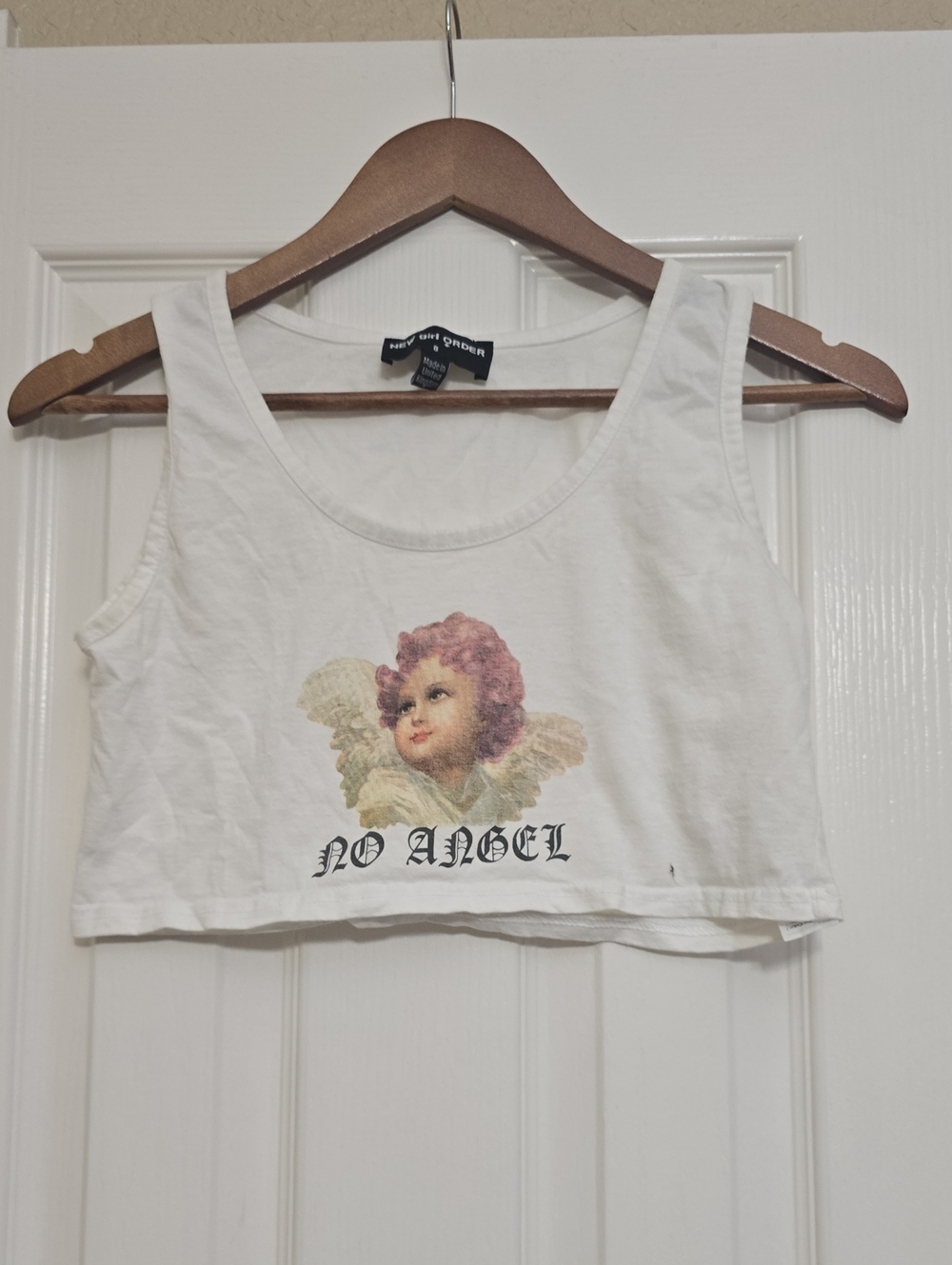 White "No Angel" Graphic Crop Tank Top - Rue21